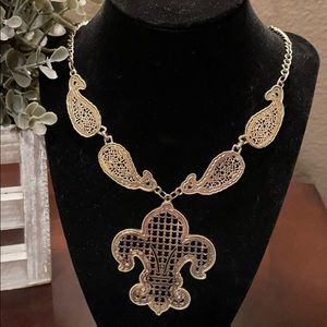 Fleur de lis and paisley necklace